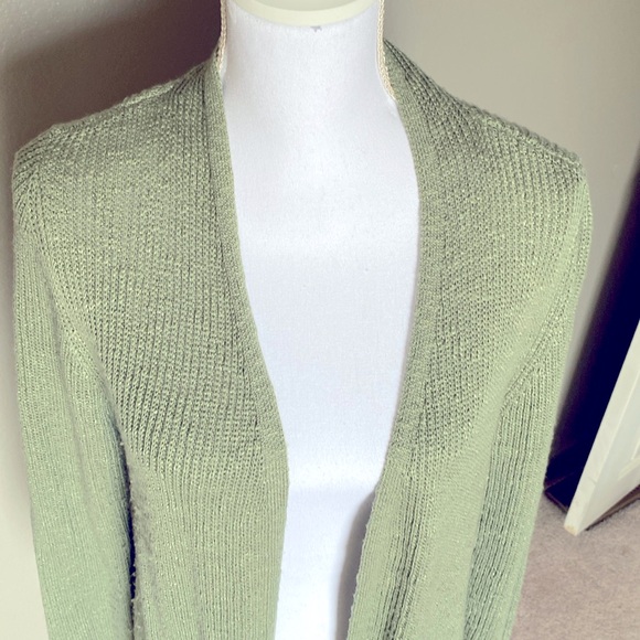 Market and Spruce open front long cardigan, sage, green knit size large - Picture 2 of 5